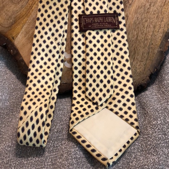 Vtg RALPH LAUREN 100% Silk  Necktie Luxe Designer Yellow Blue Diamond USA Made - Picture 15 of 16